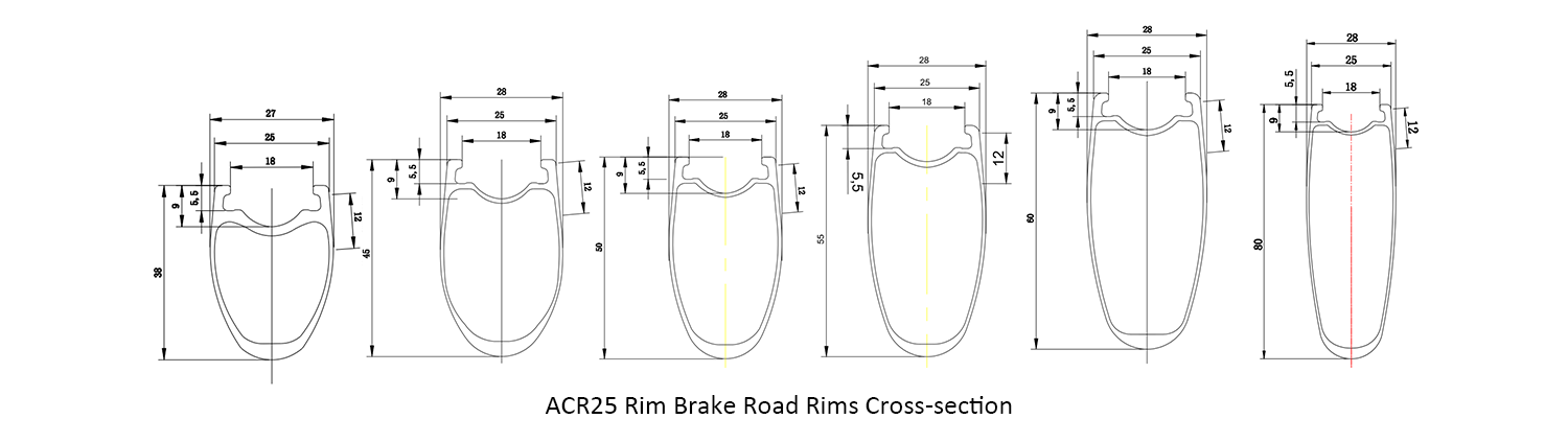 ACR25 rim brake road rims