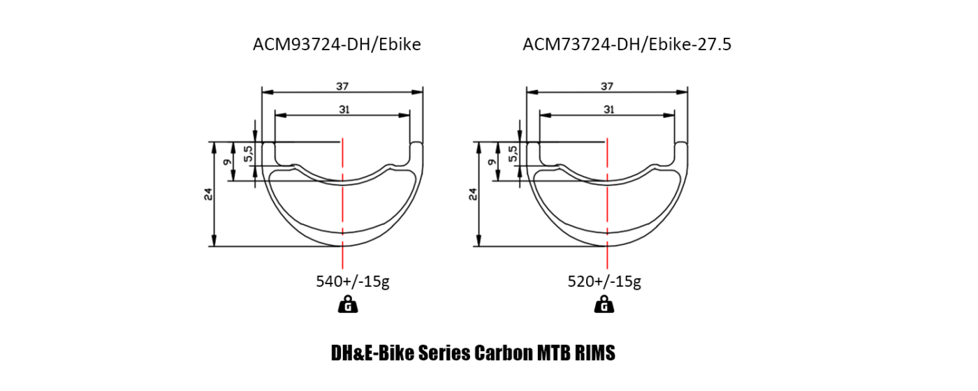 DH&Ebike Carbon MTB Rims Profile