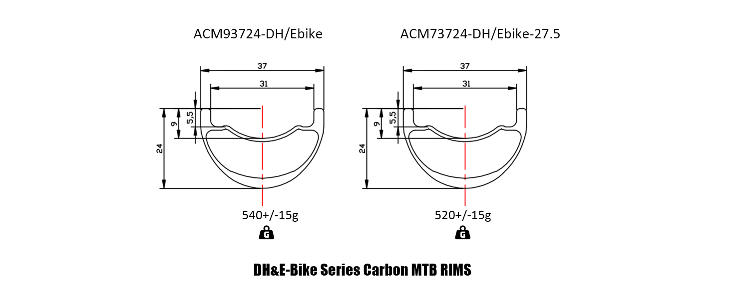 DH&Ebike Carbon MTB Rims